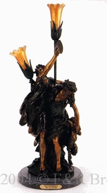 Bacchanalia bronze lamp by Clodion