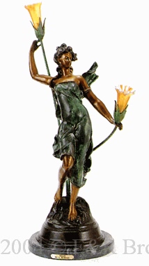 Diane bronze lamp by Auguste Moreau