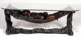 Jacqueline bronze Table with Glass by Michael S.