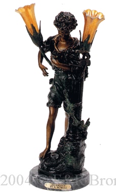Les Amants bronze lamp by Auguste Moreau