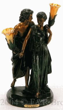 Country Lovers bronze statue lamp