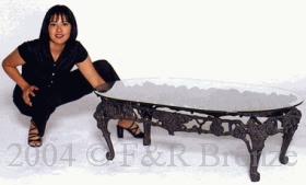 Flowers bronze Table with Glass by Nardini