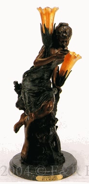 Golden Girl bronze lamp by Auguste Moreau
