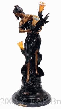 Lady With Wheat bronze lamp by Auguste Moreau