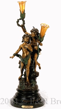 Love Song bronze lamp by Auguste Moreau
