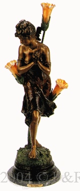 Mandolin on Back bronze lamp by Moreau