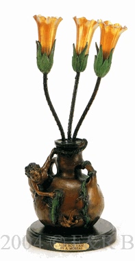 Nude Boy on Vase bronze lamp by Moreau