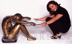 Bronze Seated Nude Table with Glass by Falconet