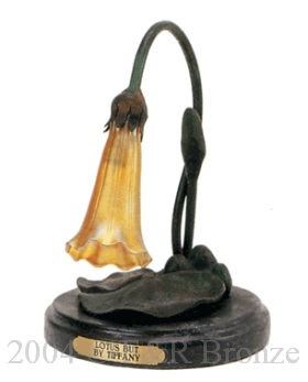 Single Lotus But bronze lamp by Tiffany
