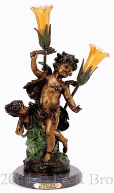 Torch Boy bronze lamp by Auguste Moreau
