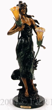 Woman in Wind bronze lamp by Auguste Moreau