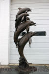 Life Size Five Jumping Dolphins bronze 