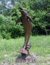 Single Dolphin bronze statue fountain