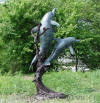 Two Dolphins with Coral bronze fountain