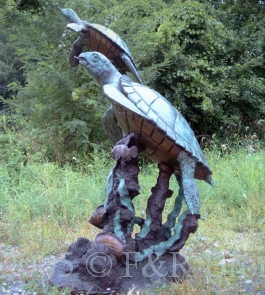 Two Sea Turtles bronze Fountain