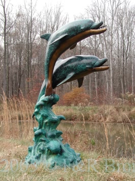 Two Dolphins Dancing bronze sculpture fountain