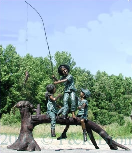 Three Kids Fishing bronze