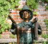 Firefighter Boy Fountain bronze statue