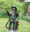 Firefighter Boy Fountain bronze statue