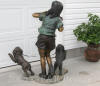 life size Girl with Two Dogs bronze sculpture
