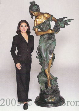 Lady with Wheat bronze sculpture by Auguste Moreau
