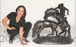 Lassoed Mustang bronze by Charles Russell