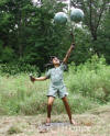 Girl With Balloons & Flowers bronze sculpture