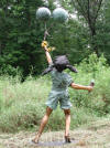 Girl With Balloons bronze sculpture