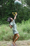 Girl With Balloons & Flowers bronze