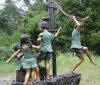 Kids with Water Pump bronze statue