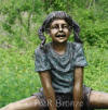 Boy & Girl Playing Leapfrog bronze sculpture