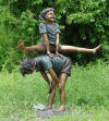 kids Playing Leapfrog bronze