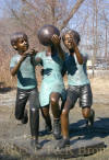 Kids Playing Basketball Bronze