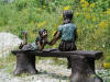 Girls on Bench Reading Bronze sculpture