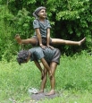 Kids Playing Leapfrog bronze