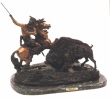 Buffalo Hunt bronze statue by Theodore Bau