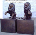 Left & Right Seated Lion on Pedestal Bronze Sculpture