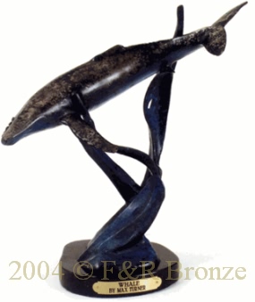 Single Whale bronze statue by Max Turner