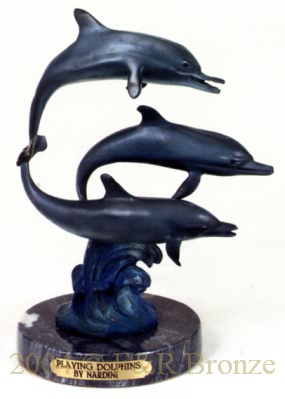 Three Playing Dolphins bronze by Nardini