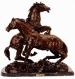 Fighting Stallions bronze sculpture